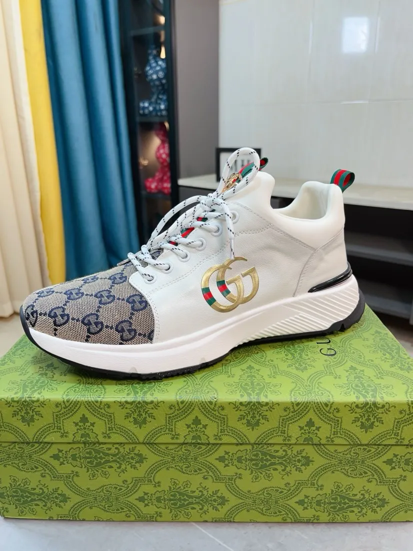 Men's shoes 💰458🌹🌹GUCCI [Gucci] New high-end brand of men's shoes, the latest fashionable casual men's shoes, trendy and versatile, relaxed and sporty style, uppers imported from Italy, first-layer cowhide, genuine leather lining, and ultra-fine workmanship. Original personalized fashionable rubber wear-resistant outsole, light and comfortable on the foot, size 38-44
